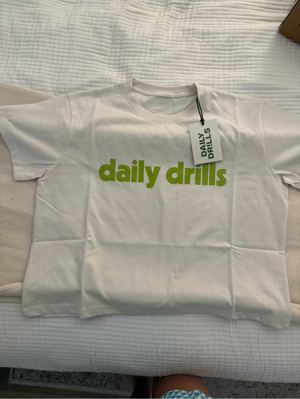Daily Drills White Tee with Green Logo